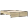 Estructura cama madera ingeniería metal roble Sonoma 160x200 cm de vidaXL, Camas y somieres - Ref: Foro24-3279878, Precio: 13...