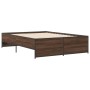 Oak brown metal engineered wood bed frame 140x190 cm by vidaXL, Beds and slatted bases - Ref: Foro24-3279901, Price: 135,62 €...