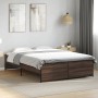 Oak brown metal engineered wood bed frame 140x190 cm by vidaXL, Beds and slatted bases - Ref: Foro24-3279901, Price: 135,62 €...