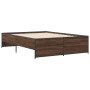 Oak brown metal engineered wood bed frame 140x190 cm by vidaXL, Beds and slatted bases - Ref: Foro24-3279901, Price: 135,62 €...