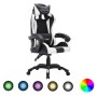 Silla gaming con luces LED RGB cuero sintético blanco y negro de vidaXL, Sillas de oficina - Ref: Foro24-288001, Precio: 187,...