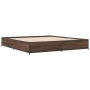 Estructura cama madera ingeniería metal marrón roble 180x200 cm de vidaXL, Camas y somieres - Ref: Foro24-3279831, Precio: 15...