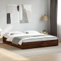 Oak brown metal engineered wood bed frame 180x200 cm by vidaXL, Beds and slatted bases - Ref: Foro24-3279831, Price: 152,36 €...