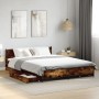 Cama con cajones madera de ingeniería roble ahumado 140x200 cm de vidaXL, Camas y somieres - Ref: Foro24-3279934, Precio: 182...