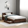 Cama con cajones madera de ingeniería marrón roble 75x190 cm de vidaXL, Camas y somieres - Ref: Foro24-3279976, Precio: 145,2...