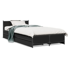 Black engineered wood bed with drawers 90x190 cm by vidaXL, Beds and slatted bases - Ref: Foro24-3279957, Price: 151,18 €, Di...