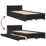 Black engineered wood bed with drawers 100x200 cm by vidaXL, Beds and slatted bases - Ref: Foro24-3279962, Price: 152,54 €, D...