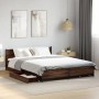 Oak brown engineered wood bed with drawers 140x200 cm by vidaXL, Beds and slatted bases - Ref: Foro24-3279936, Price: 180,81 ...