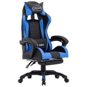 Gaming-Stuhl mit Fußstütze aus blauem und schwarzem Kunstleder von vidaXL, Bürostühle - Ref: Foro24-287986, Preis: 167,99 €, ...