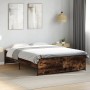 Engineered wood bed frame metal smoked oak 140x190cm by vidaXL, Beds and slatted bases - Ref: Foro24-3279899, Price: 131,37 €...