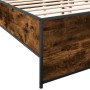 Engineered wood bed frame metal smoked oak 140x190cm by vidaXL, Beds and slatted bases - Ref: Foro24-3279899, Price: 131,37 €...