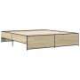 Estructura cama madera ingeniería metal roble Sonoma 180x200 cm de vidaXL, Camas y somieres - Ref: Foro24-3279873, Precio: 14...