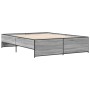 Estructura cama madera ingeniería metal gris Sonoma 140x200 cm de vidaXL, Camas y somieres - Ref: Foro24-3279890, Precio: 139...