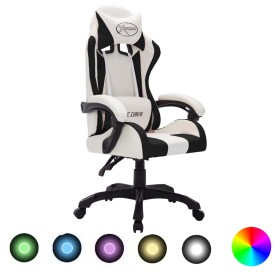 Gaming-Stuhl mit RGB-LED-Lichtern aus schwarzem und weißem Kunstleder von vidaXL, Bürostühle - Ref: Foro24-288005, Preis: 199...