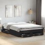 Black engineered wood bed with drawers 140x200 cm by vidaXL, Beds and slatted bases - Ref: Foro24-3280385, Price: 194,76 €, D...