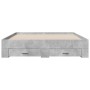 Concrete gray engineered wood bed with drawers 140x200 cm by vidaXL, Beds and slatted bases - Ref: Foro24-3280387, Price: 189...