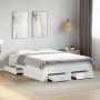 White engineered wood bed with drawers 120x200 cm by vidaXL, Beds and slatted bases - Ref: Foro24-3280391, Price: 187,04 €, D...