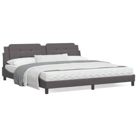 Estructura de cama con cabecero cuero sintético gris 200x200 cm de vidaXL, Camas y somieres - Ref: Foro24-3208208, Precio: 20...