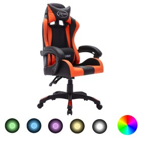 Gaming-Stuhl mit RGB-LED-Leuchten aus orangefarbenem und schwarzem Kunstleder von vidaXL, Bürostühle - Ref: Foro24-288002, Pr...