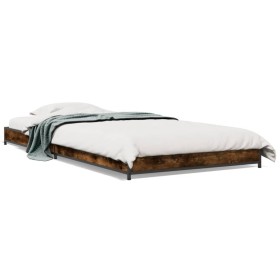 Estructura cama madera ingeniería metal roble humo 75x190 cm de vidaXL, Camas y somieres - Ref: Foro24-845188, Precio: 62,99 ...