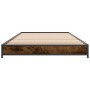 Estructura cama madera ingeniería metal roble ahumado 90x190 cm de vidaXL, Camas y somieres - Ref: Foro24-845183, Precio: 64,...