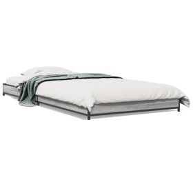 Estructura cama madera ingeniería metal gris Sonoma 100x200 cm de vidaXL, Camas y somieres - Ref: Foro24-845174, Precio: 68,9...