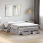 Concrete gray engineered wood bed with drawers 135x190 cm by vidaXL, Beds and slatted bases - Ref: Foro24-3280408, Price: 179...