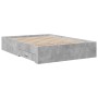 Concrete gray engineered wood bed with drawers 135x190 cm by vidaXL, Beds and slatted bases - Ref: Foro24-3280408, Price: 179...