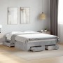 Concrete gray engineered wood bed with drawers 120x190 cm by vidaXL, Beds and slatted bases - Ref: Foro24-3280415, Price: 174...