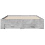 Concrete gray engineered wood bed with drawers 120x190 cm by vidaXL, Beds and slatted bases - Ref: Foro24-3280415, Price: 174...