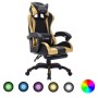 Silla gaming con luces LED RGB cuero sintético dorado y negro de vidaXL, Sillas de oficina - Ref: Foro24-288008, Precio: 210,...