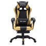 Silla gaming con luces LED RGB cuero sintético dorado y negro de vidaXL, Sillas de oficina - Ref: Foro24-288008, Precio: 210,...