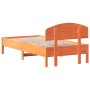 Estructura cama con cabecero madera pino marrón cera 90x190 cm de vidaXL, Camas y somieres - Ref: Foro24-3207240, Precio: 137...