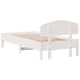 Estructura de cama con cabecero madera pino blanco 75x190 cm de vidaXL, Camas y somieres - Ref: Foro24-3207242, Precio: 129,9...