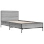 Sonoma gray metal engineered wood bed frame 90x200 cm by vidaXL, Beds and slatted bases - Ref: Foro24-845520, Price: 107,99 €...