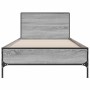 Sonoma gray metal engineered wood bed frame 75x190 cm by vidaXL, Beds and slatted bases - Ref: Foro24-845560, Price: 101,35 €...