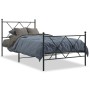 Bed frame with headboard and black metal footboard 90x200 cm by vidaXL, Beds and slatted bases - Ref: Foro24-376513, Price: 8...