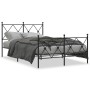 Black metal headboard and footboard bed frame 120x200 cm by vidaXL, Beds and slatted bases - Ref: Foro24-376518, Price: 122,1...