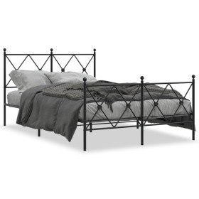 Black metal headboard and footboard bed frame 120x200 cm by vidaXL, Beds and slatted bases - Ref: Foro24-376518, Price: 121,9...