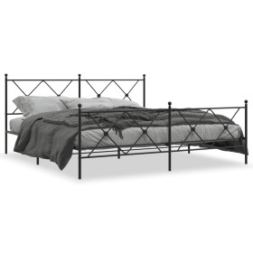 Black metal headboard and footboard bed frame 180x200 cm by vidaXL, Beds and slatted bases - Ref: Foro24-376524, Price: 135,8...