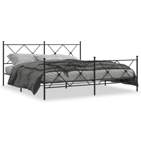 Estructura de cama cabecero y estribo metal negro 180x200 cm de vidaXL, Camas y somieres - Ref: Foro24-376524, Precio: 135,81...