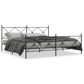 Black metal headboard and footboard bed frame 193x203 cm by vidaXL, Beds and slatted bases - Ref: Foro24-376526, Price: 137,9...