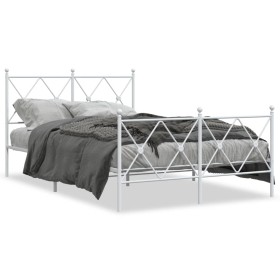 Estructura cama metal con cabecero y estribo blanco 120x190 cm de vidaXL, Camas y somieres - Ref: Foro24-376566, Precio: 120,...