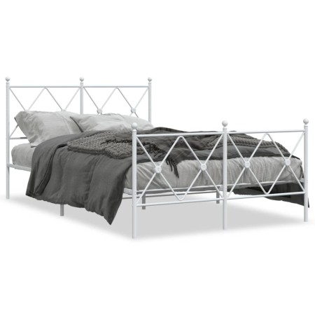 Metal bed frame with headboard and white footboard 120x190 cm by vidaXL, Beds and slatted bases - Ref: Foro24-376566, Price: ...