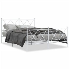 Estructura cama metal con cabecero y estribo blanco 140x200 cm de vidaXL, Camas y somieres - Ref: Foro24-376570, Precio: 126,...