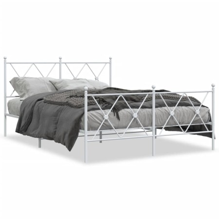 Metal bed frame with headboard and white footboard 140x200 cm by vidaXL, Beds and slatted bases - Ref: Foro24-376570, Price: ...