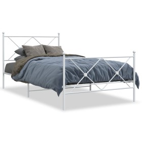 Metal bed frame with headboard and footboard white 100x200 cm by vidaXL, Beds and slatted bases - Ref: Foro24-376564, Price: ...