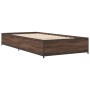 Brown oak metal engineered wood bed frame 90x200 cm by vidaXL, Beds and slatted bases - Ref: Foro24-845115, Price: 85,58 €, D...