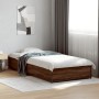 Estructura cama madera ingeniería metal roble marrón 90x200 cm de vidaXL, Camas y somieres - Ref: Foro24-845115, Precio: 85,5...