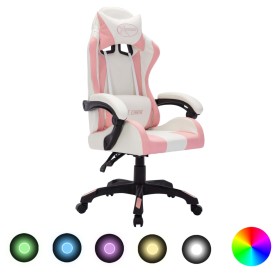 Gaming-Stuhl mit RGB-LED-Lichtern in Pink und schwarzem Kunstleder von vidaXL, Bürostühle - Ref: Foro24-288004, Preis: 162,82...